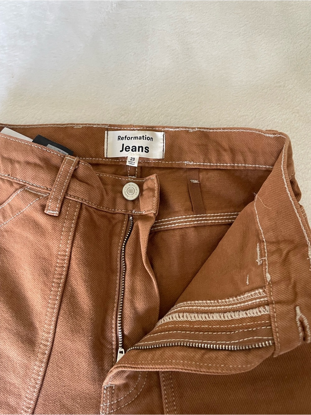 Reformation Kealy Carpenter Brown High-Rise Straight Pants - Picture 8 of 13